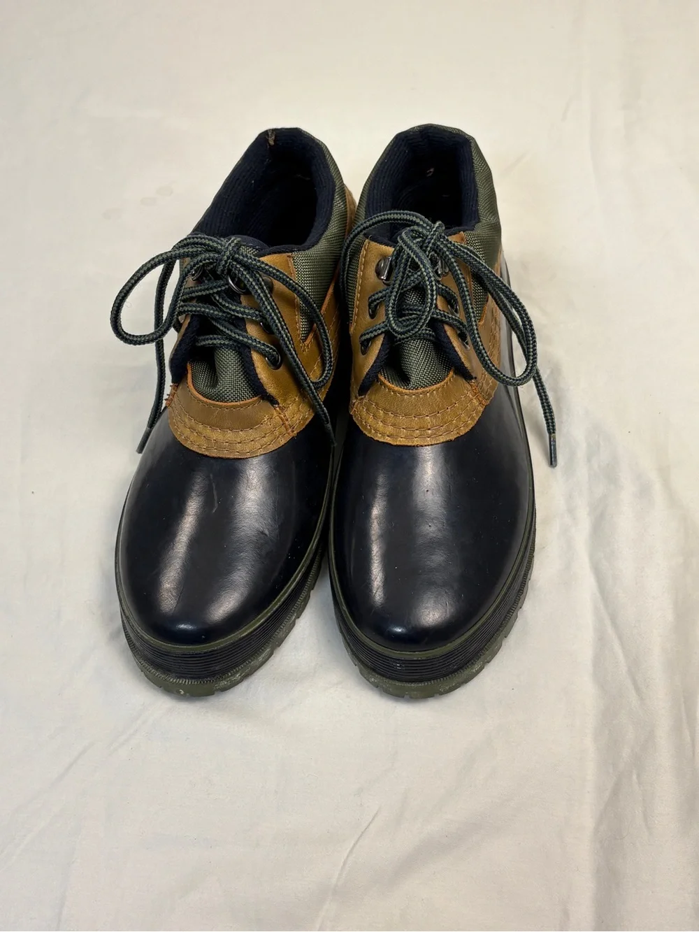 Women’s Waterproof Lace-Up Duck Shoes — Black and Brown Rain